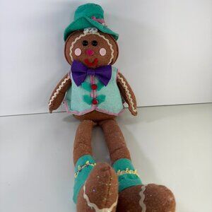 Whimsical Gingerbread Plush Christmas Decor – Long Dangly Legs – Pastel Outfit
